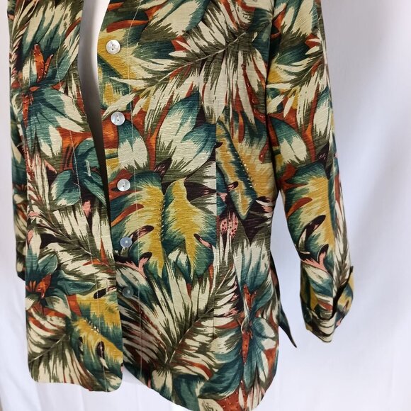 Silk Land 100% Silk Beaded Jacket Blazer Size M Lightweight Summer Cover - Picture 3 of 10